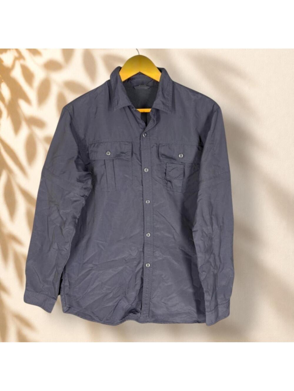 Unbranded Shirt Men M Medium Blue Button Up Collared Long Sleeve Pockets Casual